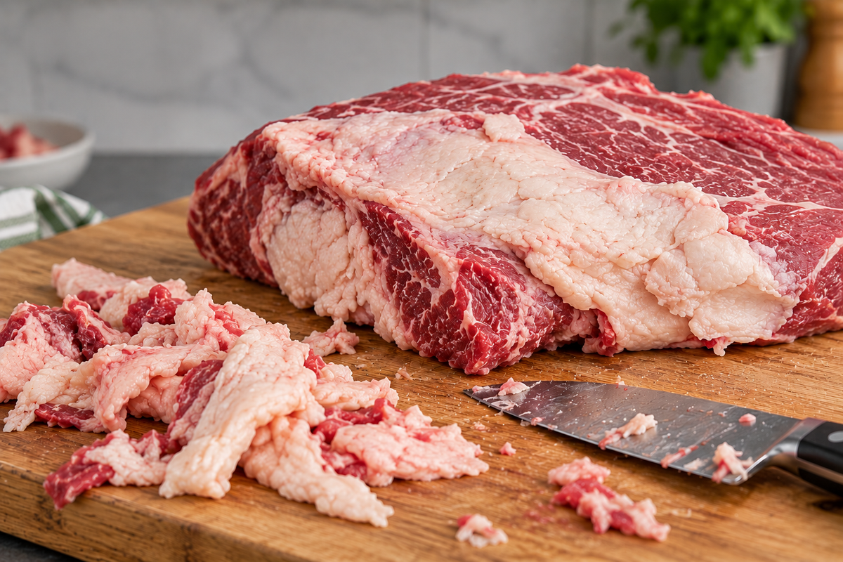 Before meat trimming