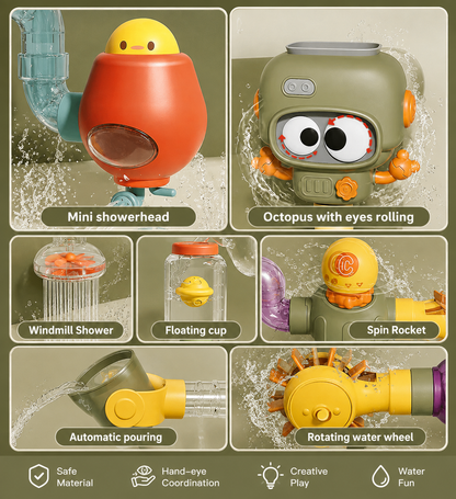 Onsink AquaFlow Builder™ | Baby Bath Toys for Toddlers with Strong Suction Cups