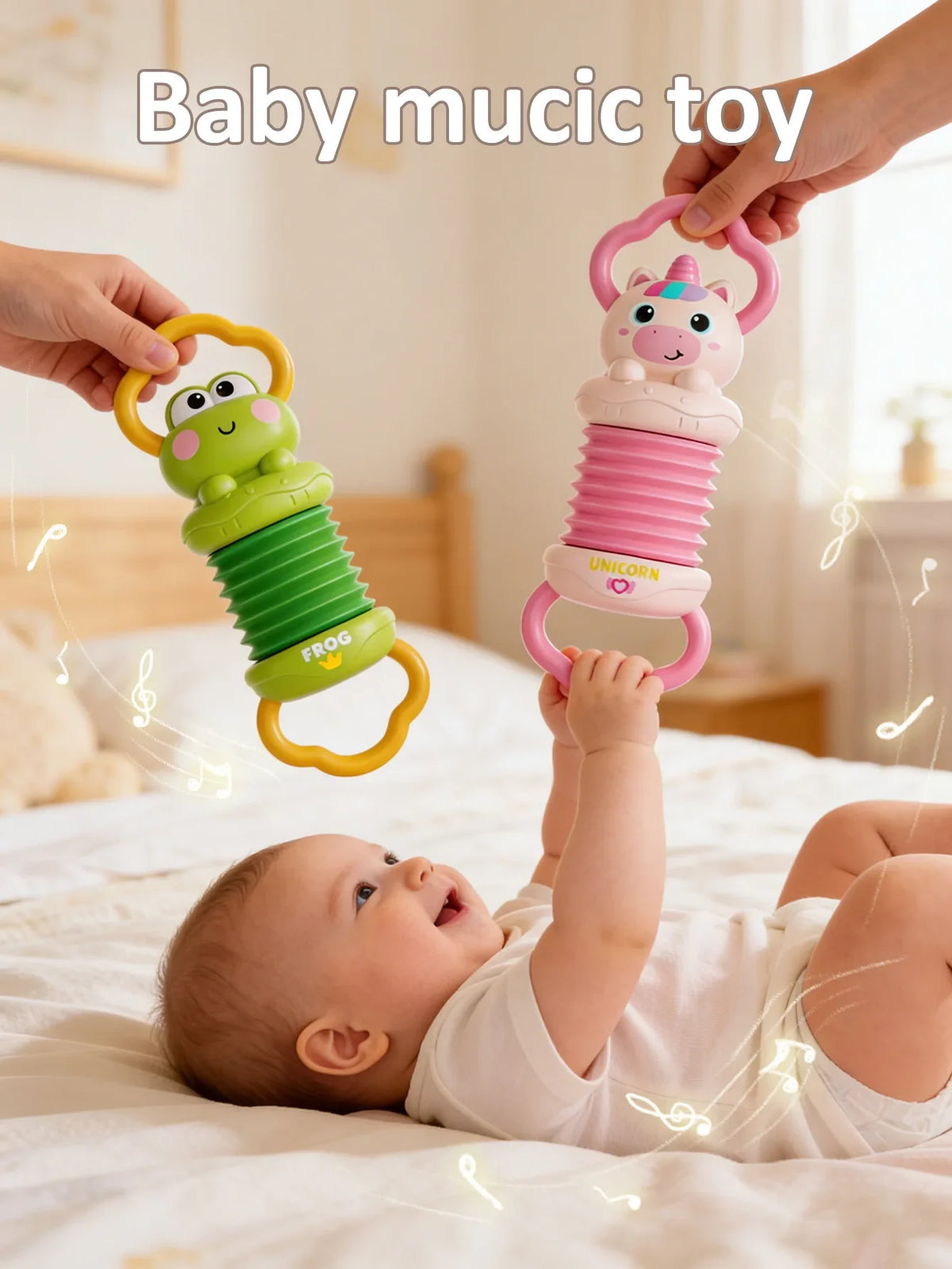 Unicorn Musical Accordion Toy - Montessori Sensory Baby Instrument, 0-12 Months Newborn Gift, Toddler Learning Toy, Baby Toys