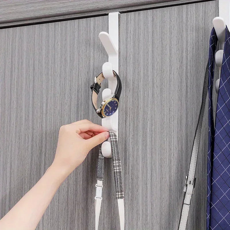 1pc Bedroom Door Hanger Clothes Hanging Rack Over The Door Plastic Home Storage Organization Hooks, Purse Holder for Bags Rails