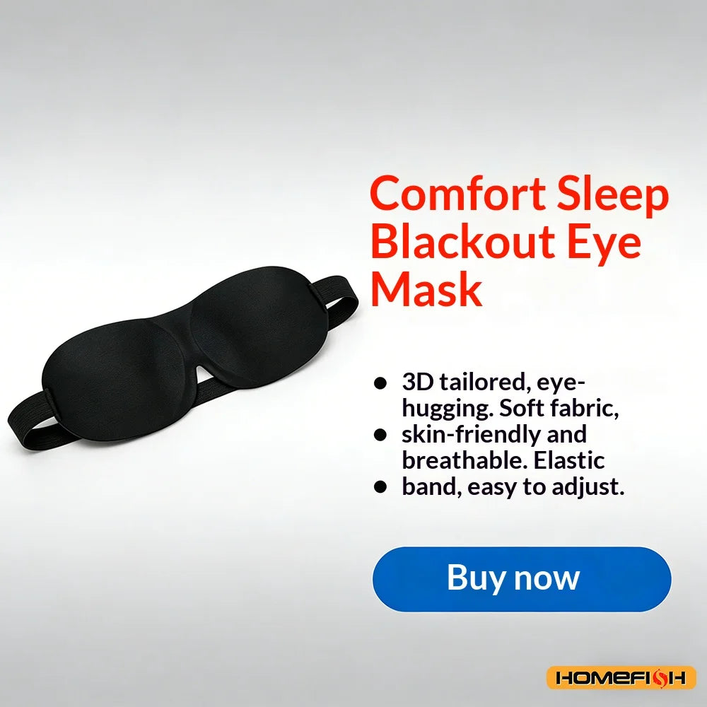 Adjustable 3D Sleep Mask – Breathable & Light-Blocking Design, Allows Airflow, Unisex Fit for Daily Use