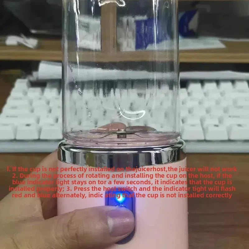 8OPortable Blender Bottle Electric 6 Blades Multifunction Juice Blender Fresh Juice Smoothie Blender Ice CrushCup Food Processor