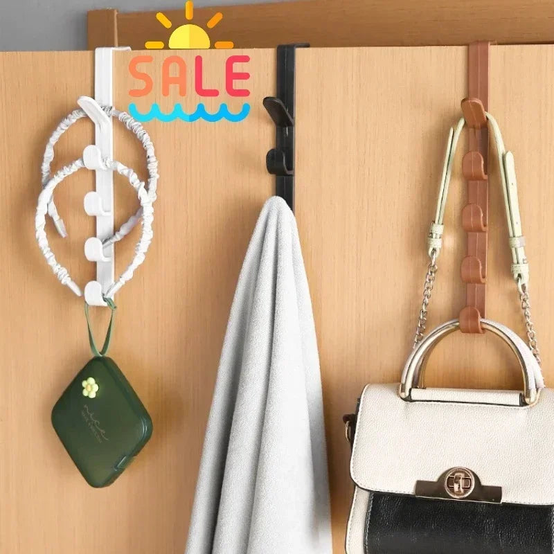 1pc Bedroom Door Hanger Clothes Hanging Rack Over The Door Plastic Home Storage Organization Hooks, Purse Holder for Bags Rails