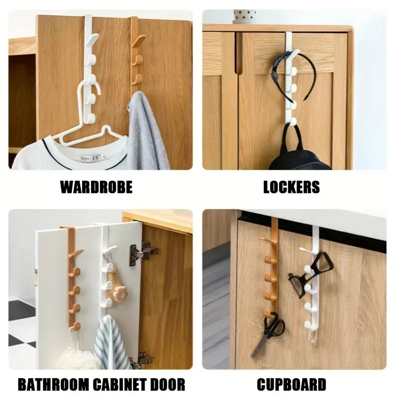 1pc Bedroom Door Hanger Clothes Hanging Rack Over The Door Plastic Home Storage Organization Hooks, Purse Holder for Bags Rails