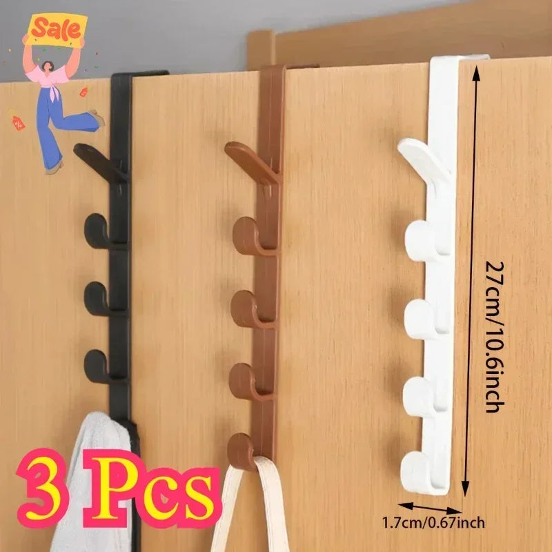 1pc Bedroom Door Hanger Clothes Hanging Rack Over The Door Plastic Home Storage Organization Hooks, Purse Holder for Bags Rails