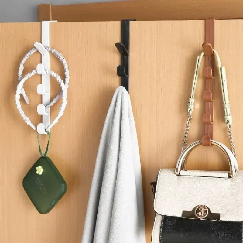 1pc Bedroom Door Hanger Clothes Hanging Rack Over The Door Plastic Home Storage Organization Hooks, Purse Holder for Bags Rails