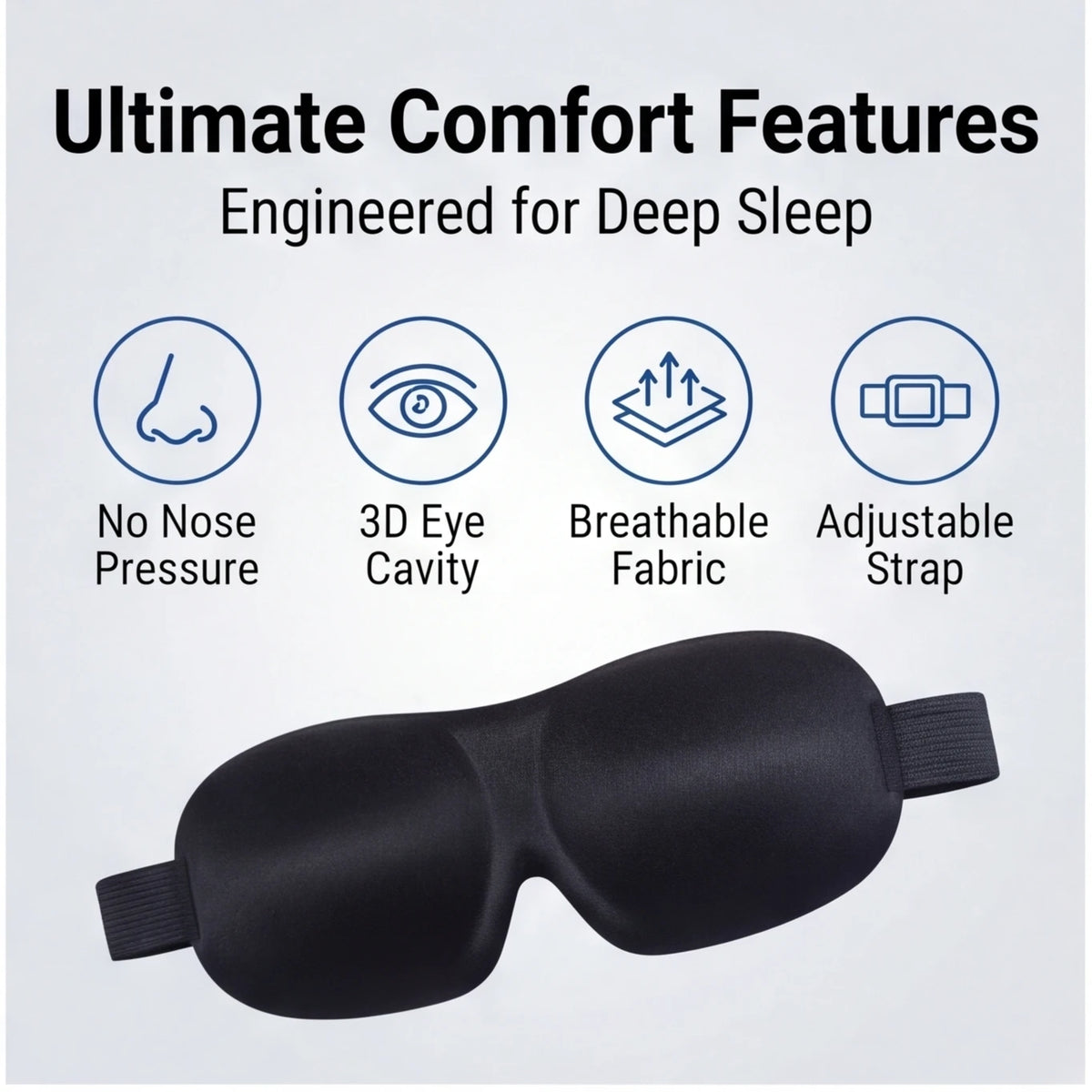 Adjustable 3D Sleep Mask – Breathable & Light-Blocking Design, Allows Airflow, Unisex Fit for Daily Use