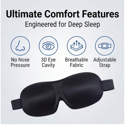 Adjustable 3D Sleep Mask – Breathable & Light-Blocking Design, Allows Airflow, Unisex Fit for Daily Use