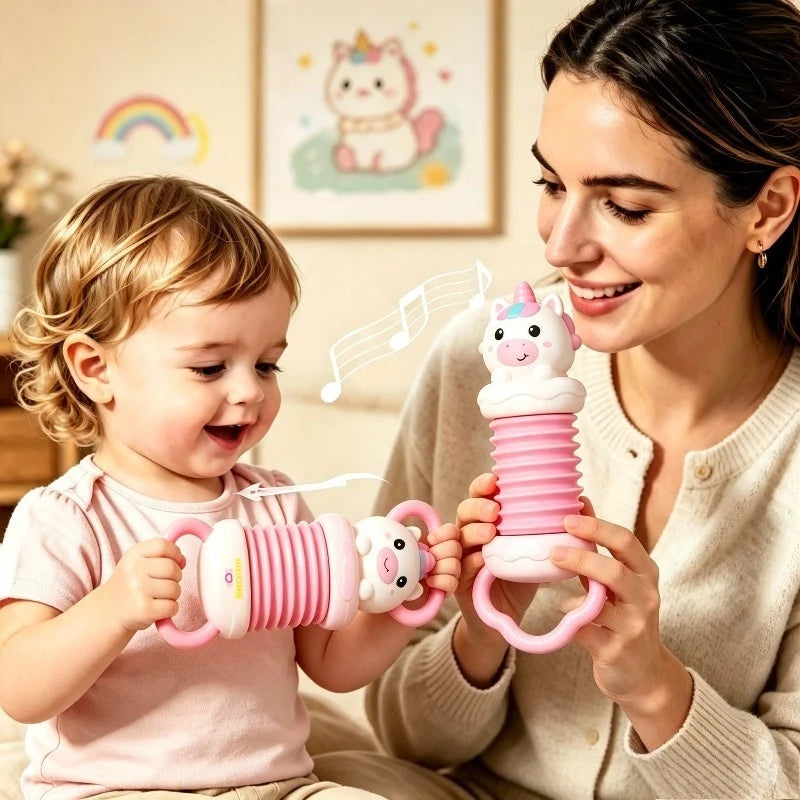 Unicorn Musical Accordion Toy - Montessori Sensory Baby Instrument, 0-12 Months Newborn Gift, Toddler Learning Toy, Baby Toys