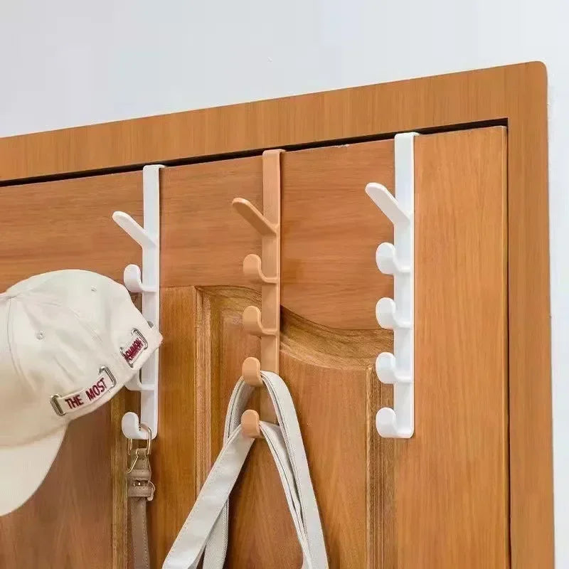 1pc Bedroom Door Hanger Clothes Hanging Rack Over The Door Plastic Home Storage Organization Hooks, Purse Holder for Bags Rails