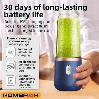 8OPortable Blender Bottle Electric 6 Blades Multifunction Juice Blender Fresh Juice Smoothie Blender Ice CrushCup Food Processor