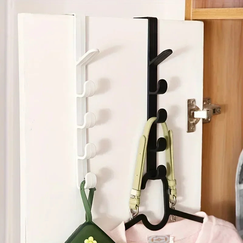 1pc Bedroom Door Hanger Clothes Hanging Rack Over The Door Plastic Home Storage Organization Hooks, Purse Holder for Bags Rails