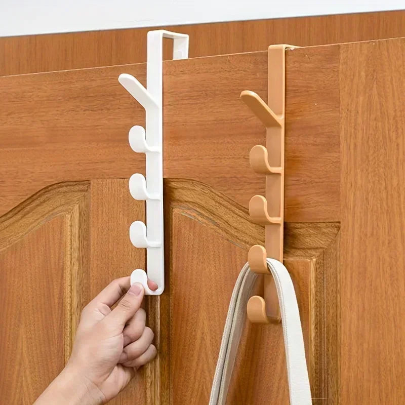 1pc Bedroom Door Hanger Clothes Hanging Rack Over The Door Plastic Home Storage Organization Hooks, Purse Holder for Bags Rails