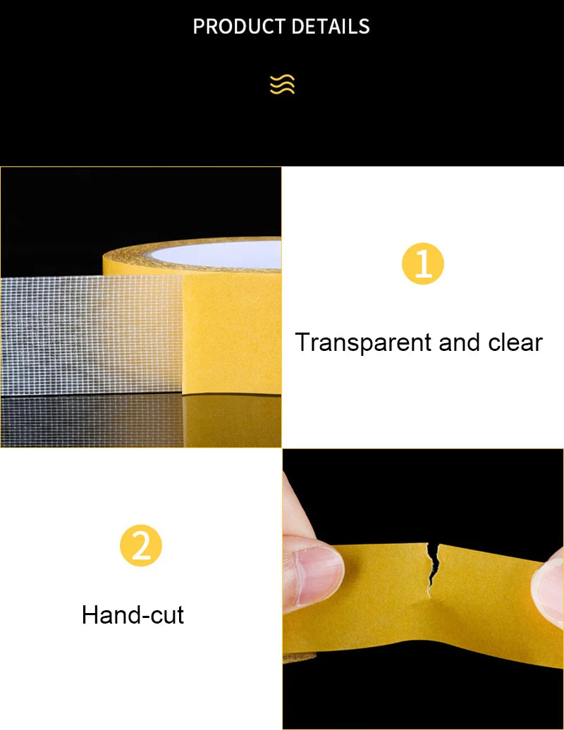 Super Thin Strong Double Sided Adhesive Tape Heavy Duty Translucent Waterproof Traceless Powerful Double Sided Grid Carpet Tape