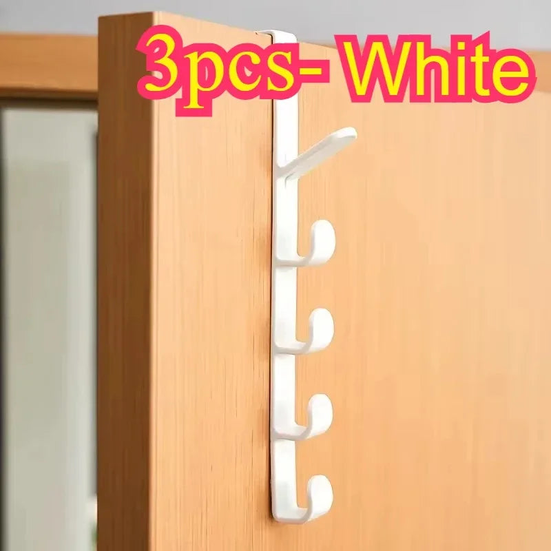 1pc Bedroom Door Hanger Clothes Hanging Rack Over The Door Plastic Home Storage Organization Hooks, Purse Holder for Bags Rails